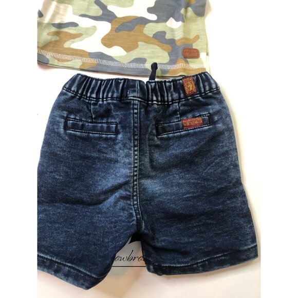 7 for all Mankind Baby Boy Camo / Jean Short Outfit Set Size 12mo. (Macy's)  2pc - Picture 4 of 5